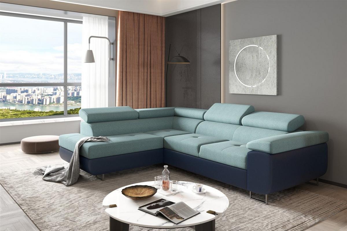 ECKSOFA Jade Mit Schlaffunktion - Pastellgrün, Holzwerkstoff/Textil (202/275cm) - Fun Möbel