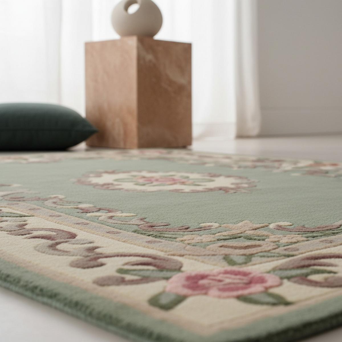 WOLLTEPPICH BEAULY, klassisch, Grün-Beige, 75 x 150 cm - Grün, Textil (75/150cm) - KADIMA DESIGN