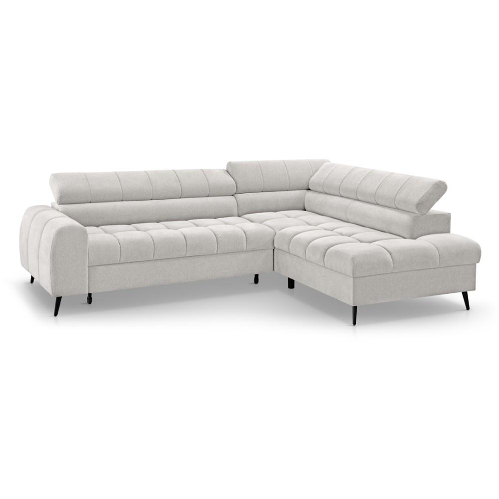 ECKSCHLAFSOFA Vinni Beige, Chenille-Stoff, rechts - Beige, Textil (265/205cm) - Beautysofa