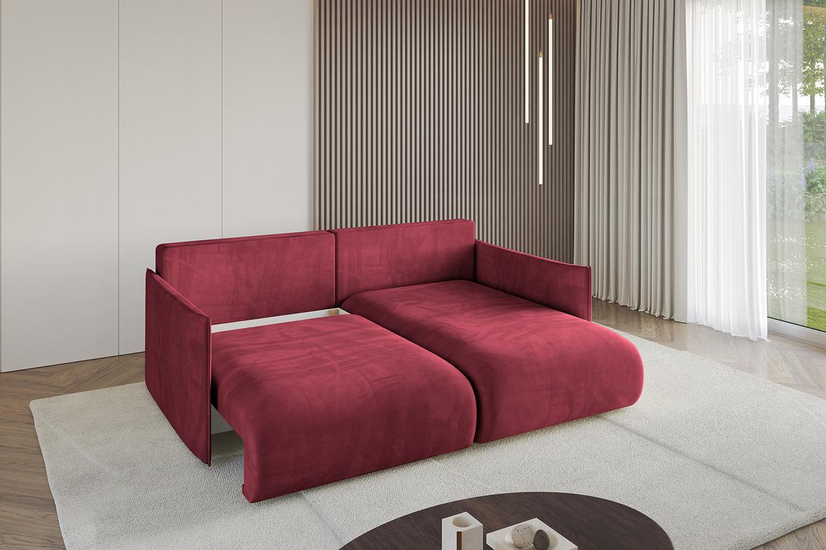 ECKSOFA Ottomane rechts ONESK-L 216x177x72 Bordeauxrot Velours - Bordeaux, Holzwerkstoff/Kunststoff (177/216cm) - ALTDECOR