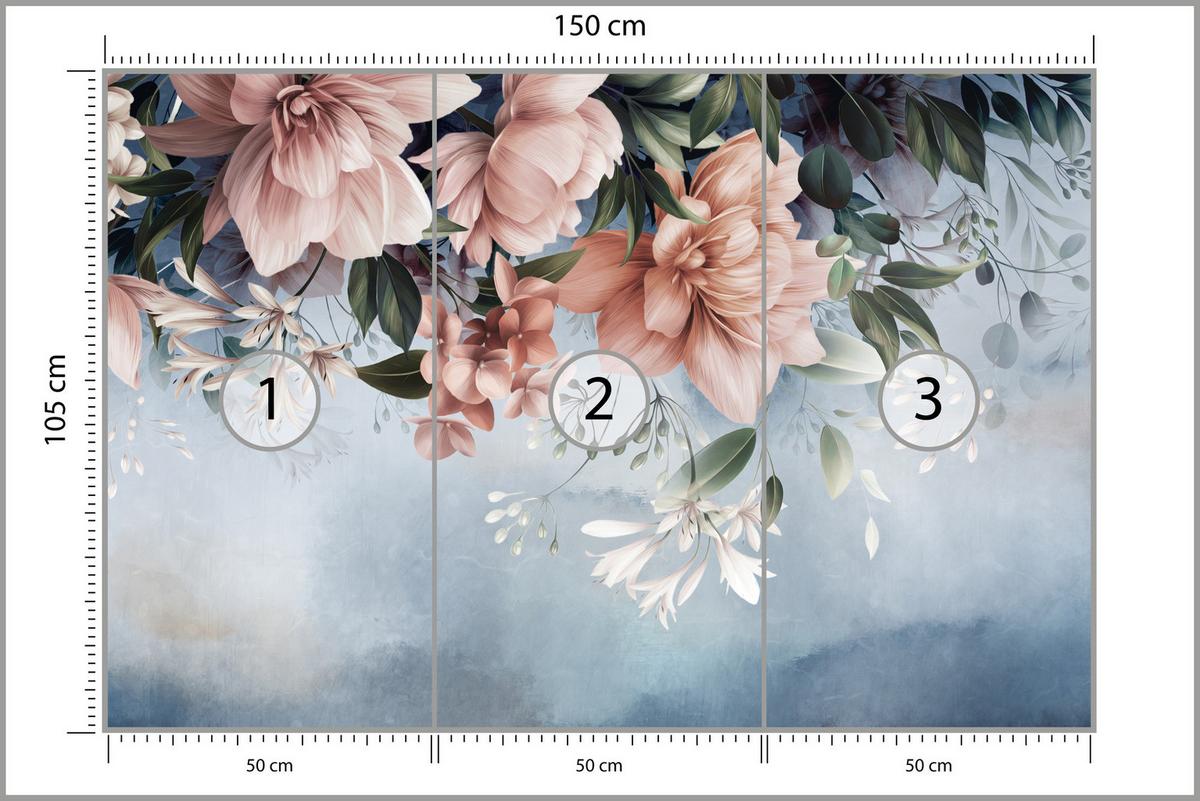 FOTOTAPETE für Schlafzimmer Blumen Blätter Pflanzen Natur 150x105 - Rosa/Weiß, Papier (150/105cm) - Muralo