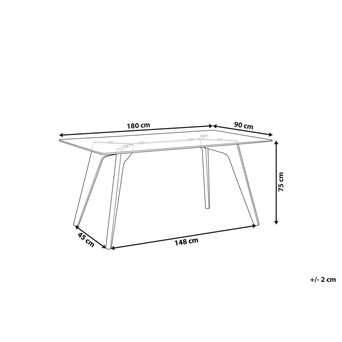 ESSTISCH Glas 180/90 cm Hudson - Hellbraun/Transparent, Glas (90/180/75cm) - Beliani