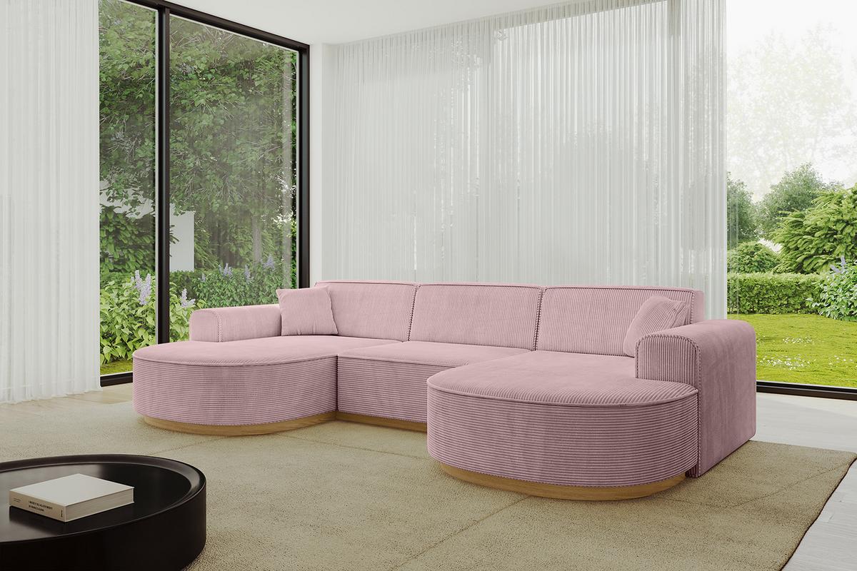 WOHNLANDSCHAFT MARI-U1-v2 - 303x171x83 cm Rosa Cord - Rosa, Holzwerkstoff/Textil (303/83/171cm) - ALTDECOR
