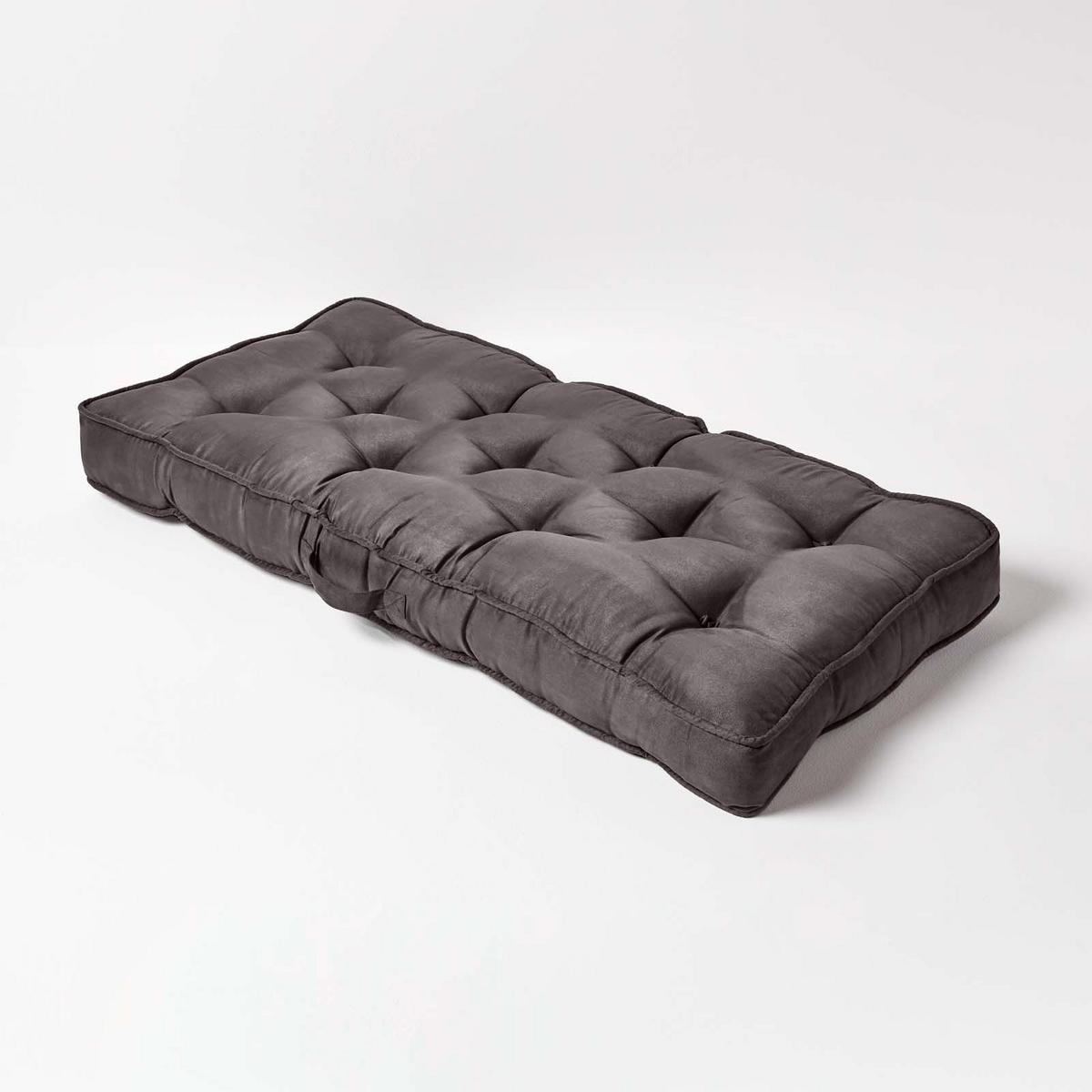 SITZAUFLAGE grau 100/48/10 cm – Sofa-Sitzkissen, Velours - Grau, Textil (48/100/10cm) - Homescapes