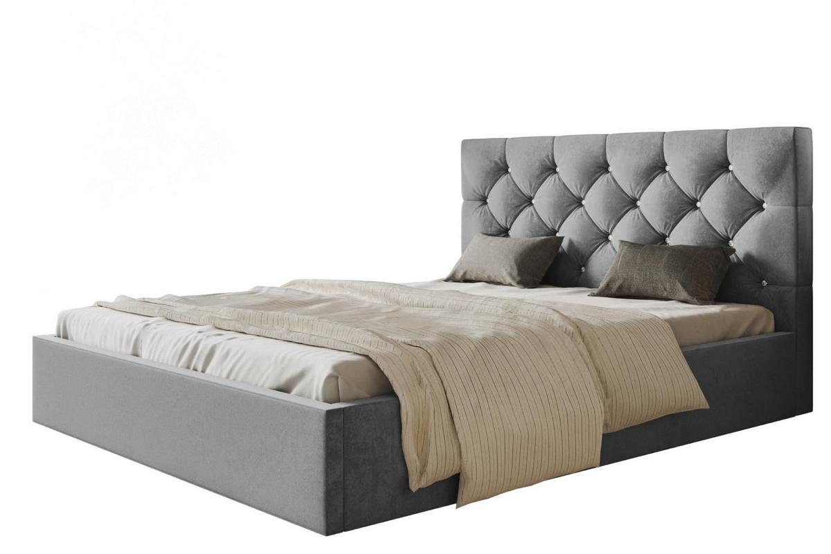BETT 120x200 - Polsterbett mit Bettkasten und Metallrahmen - Elegant Betten - Weicher Jasminstoff - Kollektion Boston, Grau - Grau, Holz/Textil (120/200cm) - Alpi-Möbel
