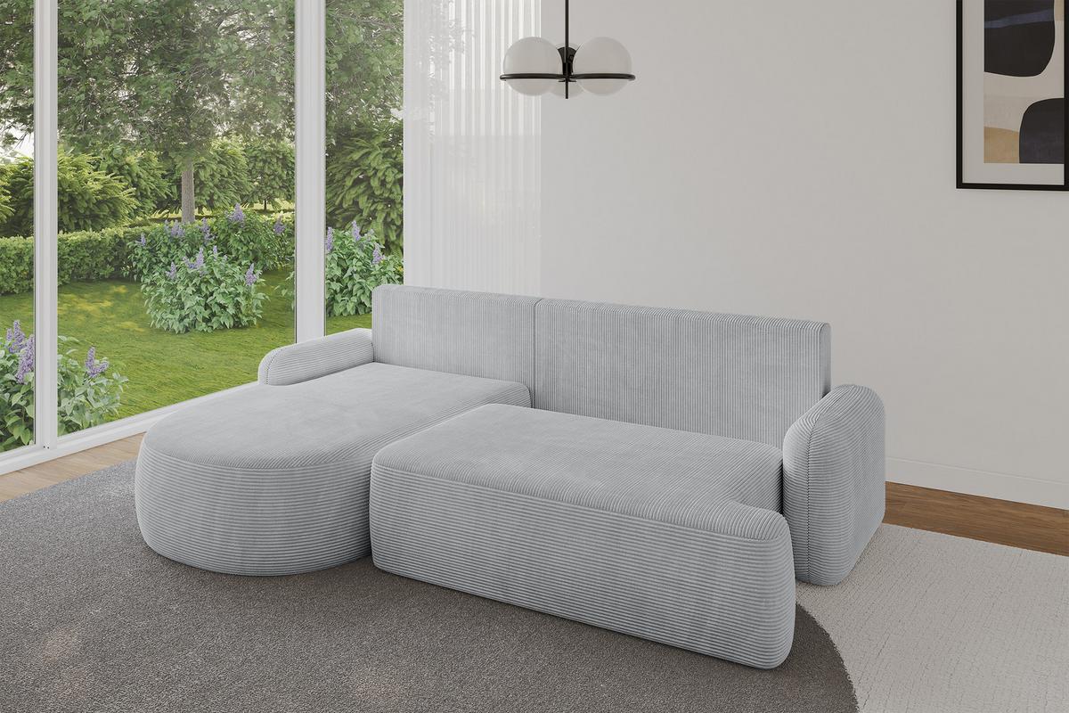 ECKSOFA mit Schlaffunktion und Bettkasten LIRA-L - 264x172x89Grau - Grau, Holzwerkstoff/Textil (264/172cm) - ALTDECOR