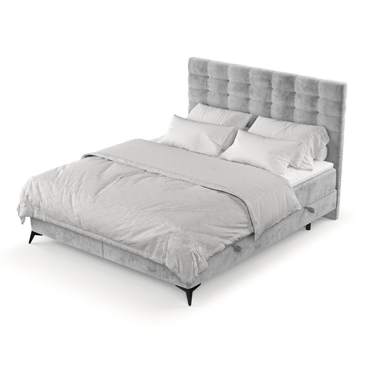 BOXBETT Niro 180/200 cm Hellgrau im Bonita Stoff - Hellgrau/Schwarz, Holz/Holzwerkstoff (180/200cm) - AltaBeds