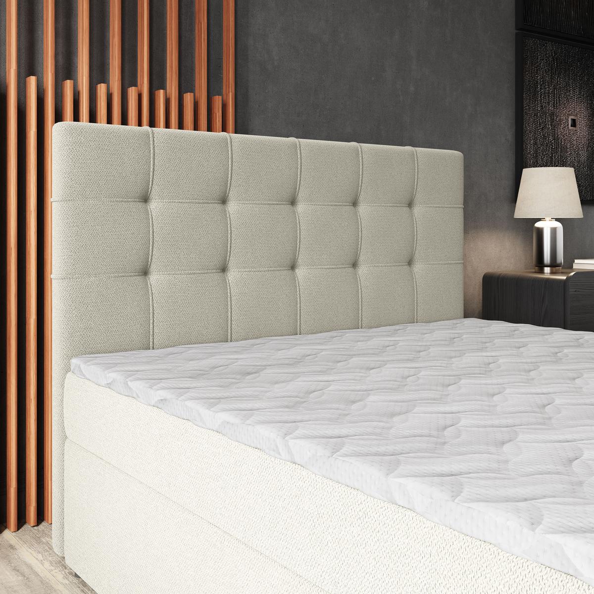 BOXBETT PALMA 180x200 cm mit Matratze und Topper, H2+H3 - Creme - Creme, Holz (180/200cm) - MASSENO