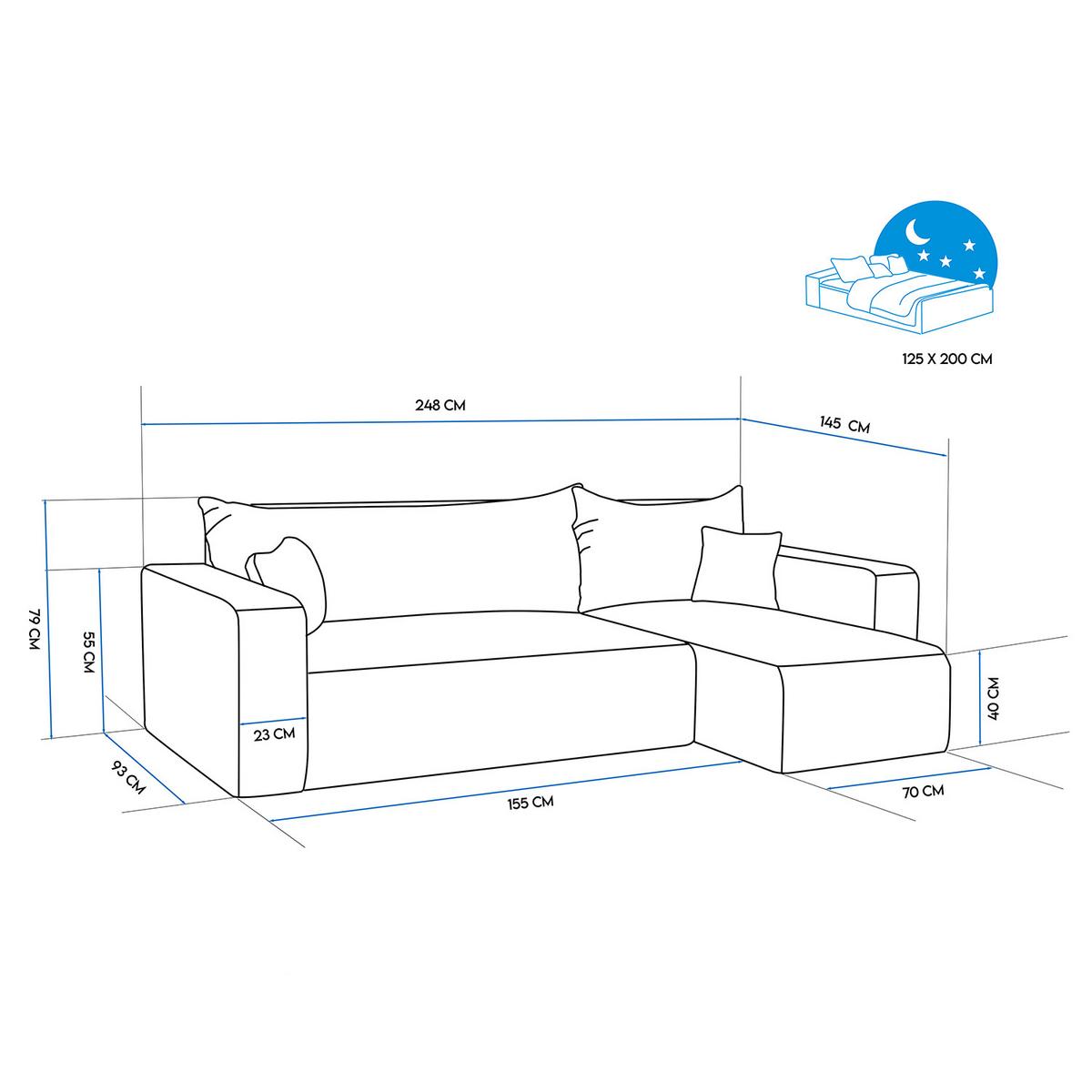 ECKSOFA Braun Cord-Stoff mit Bettkasten - Braun, Textil (248/145cm) - Idohome