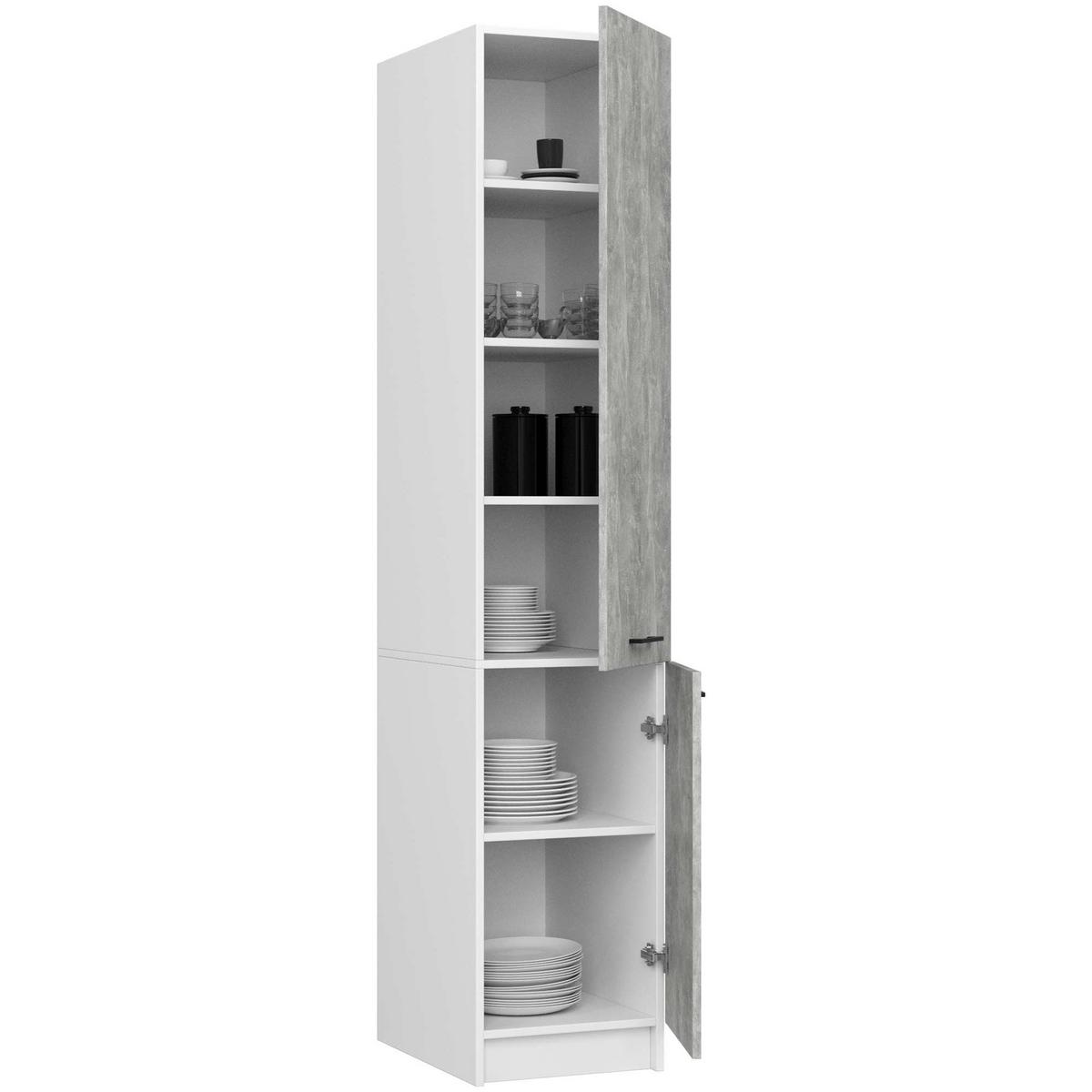 HOCHSCHRANK Weiß, Beton 205/40/57 - Weiß, Holzwerkstoff (40/205/57cm) - RAUMHIRSCH FURNITURE