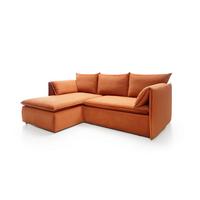 ECKSOFA PREGIO Orange Plüsch-Stoff mit Schlaffunktion - Orange, Holz (230/166cm) - MASSENO