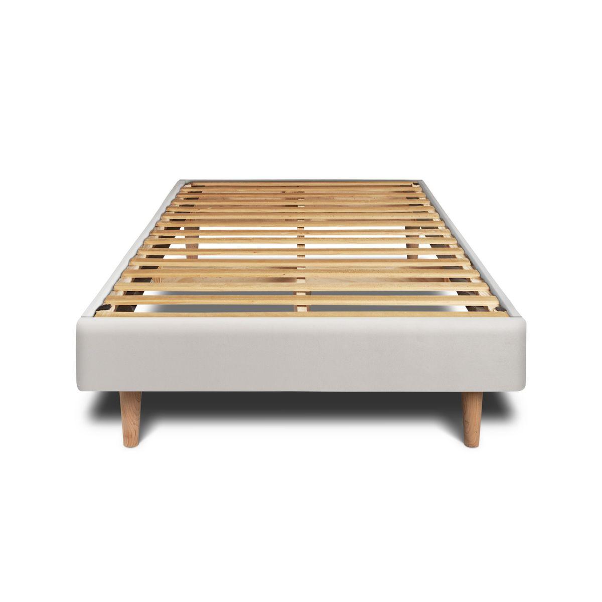 LATTENROST – Samtstoff – Bausatz zur Selbstmontage - 90x200 cm - Beige/Hellgrau, Karton/Holz (90/200cm) - Sommeil de Plomb