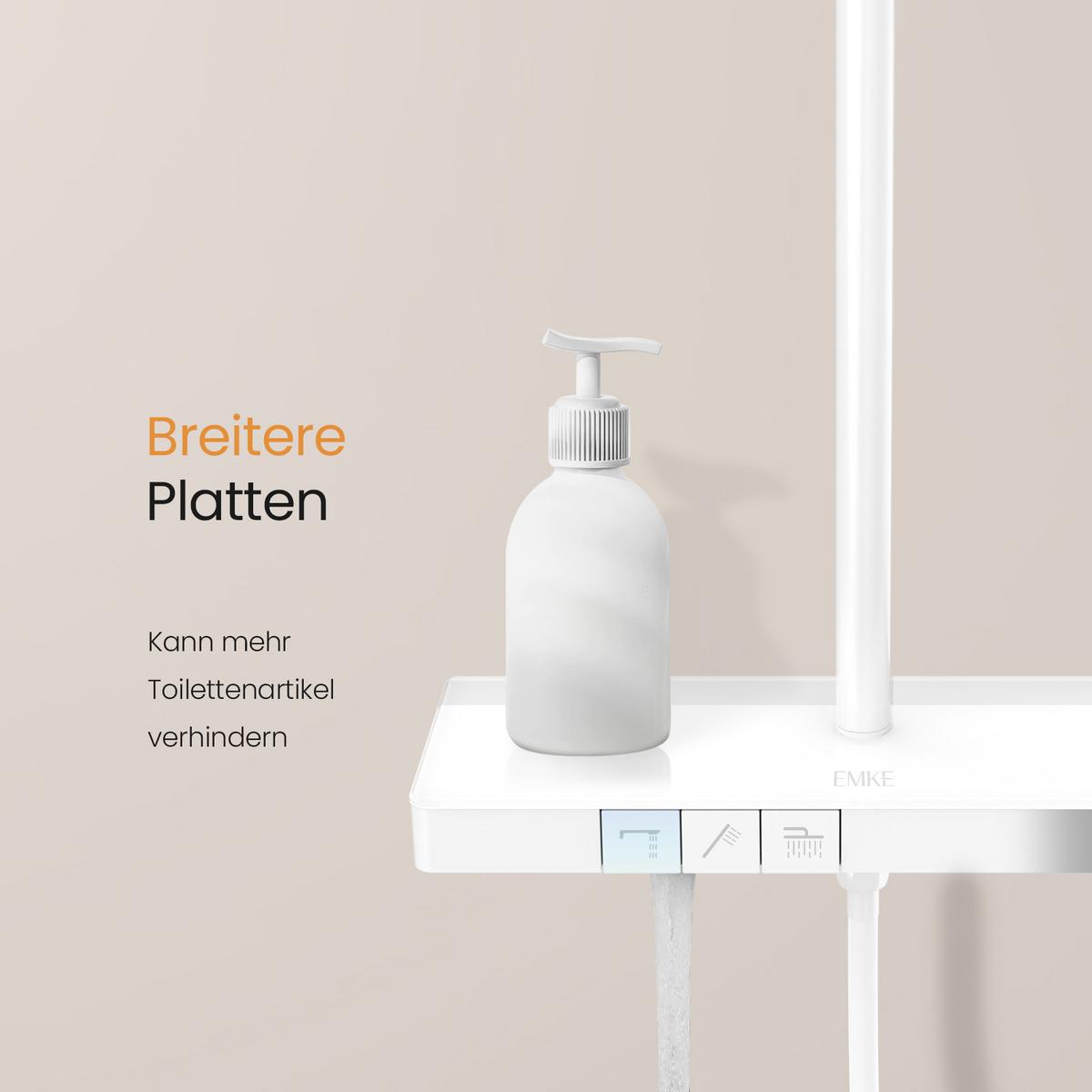 ÜBERKOPFBRAUSESET mit Thermostat Drei Wasserauslassmethoden Weiß - Weiß, Metall (49/106.8/13.5cm) - EMKE