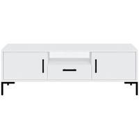 LOWBOARD Selena mit 2 Türen und Schublade, Metallfüße, Selbstschließer, Weiß, 150 cm - Schwarz/Weiß, Holzwerkstoff/Metall (150/47/40cm) - Beautysofa