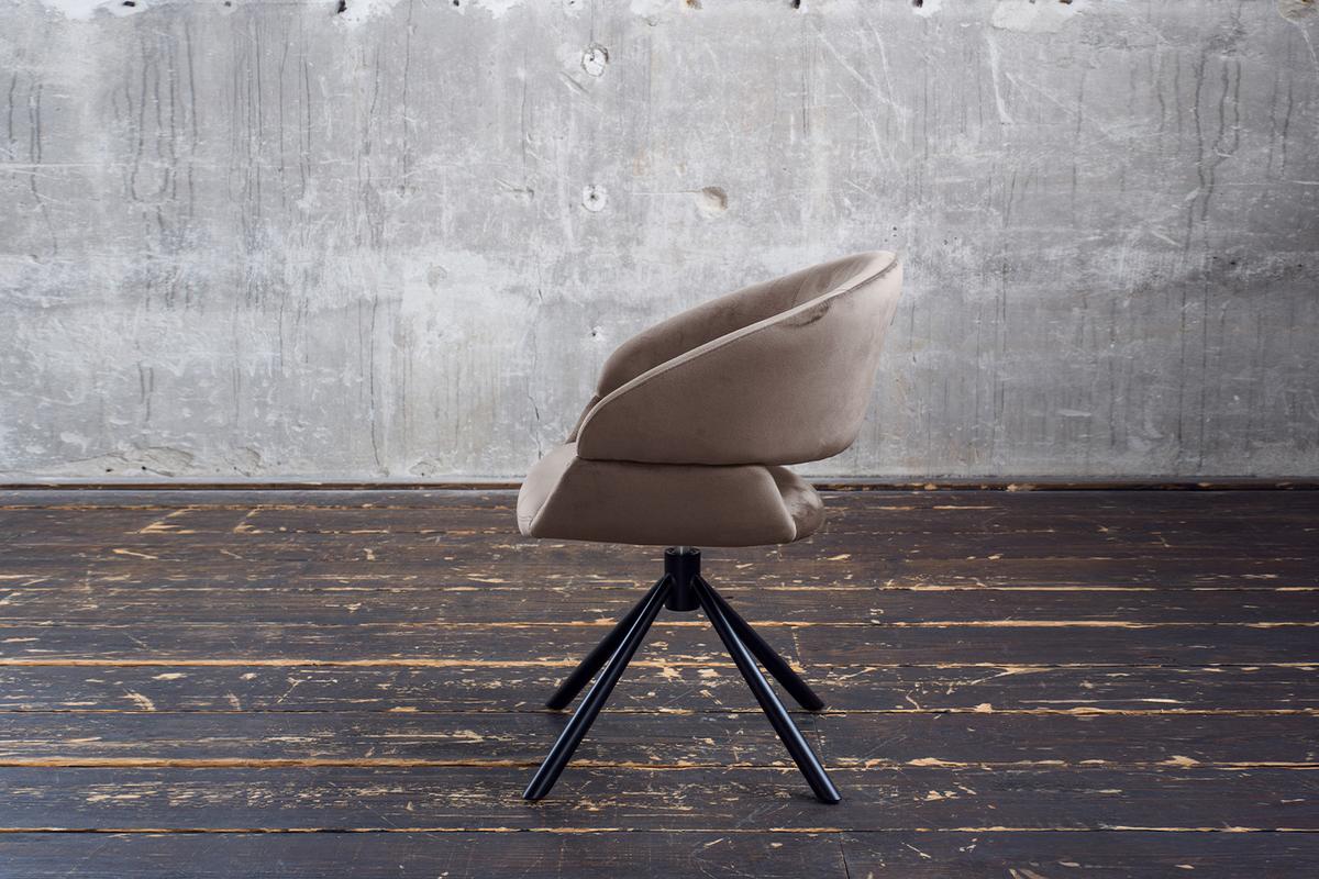 ESSZIMMERSTUHL LARA Taupe Velvet Drehbar (360°) (1er-Set) - Taupe, Kunststoff/Textil (61/82/62cm) - KAWOLA