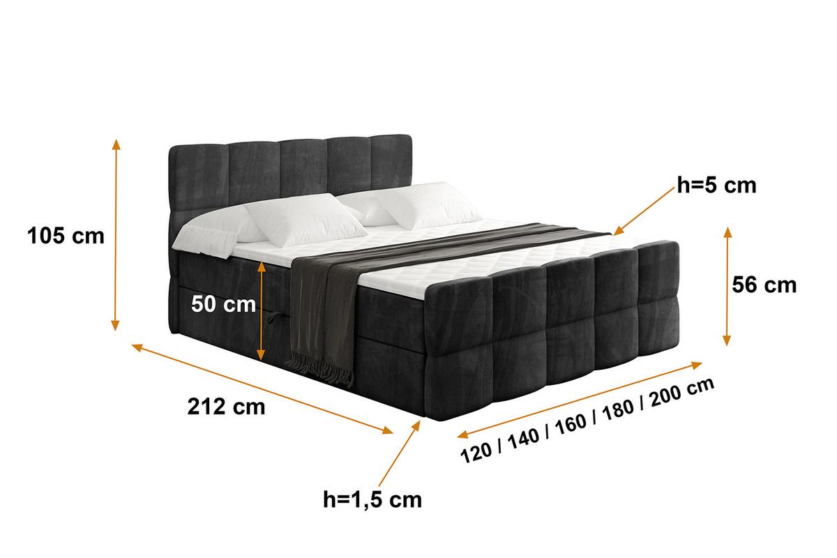 BOXBETT mit Matratze H4 und Lattenrost - LIRO-Z - 160x200 - Schwarz Casablanca - Schwarz, Holzwerkstoff (160/200cm) - ALTDECOR
