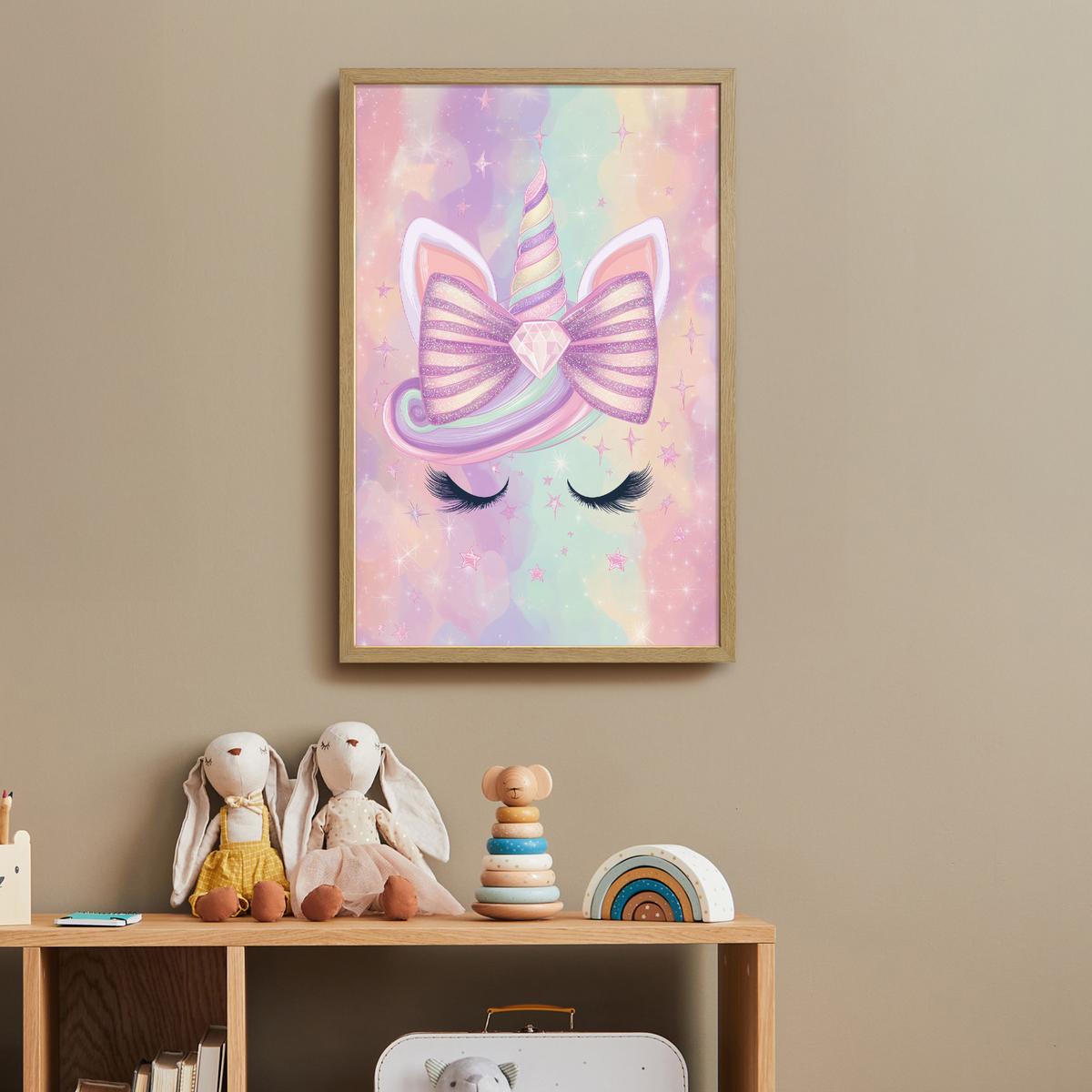WANDLEUCHTE MIT AKKU Einhorn - Glitzer - Regenbogen - Pastell 40x60 cm - Hellrosa, Holzwerkstoff (40/60/8cm) - OnlyWow