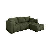 ECKSOFA mit Schlaffunktion Ottomane Rechts GARD-L 226x146x85 Grün Bouclé - Schwarz/Olivgrün, Holzwerkstoff/Kunststoff (226/146cm) - ALTDECOR