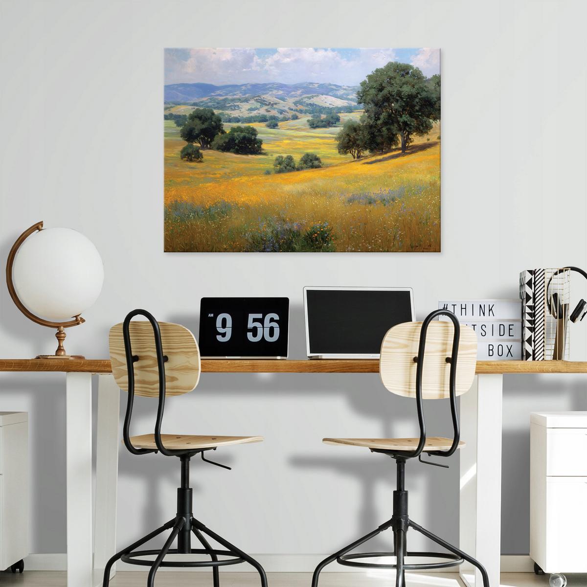 LEINWANDBILD Landschaft Feld Grün 120x80 cm - Multicolor, Holzwerkstoff (120/80cm) - Wallarena