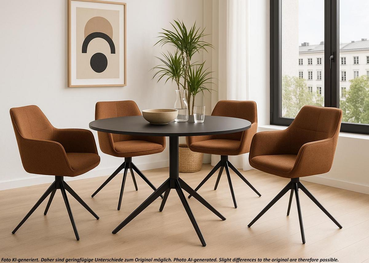 ESSZIMMERSTUHL Schwarz, Orange 2er-Set - Terracotta/Schwarz, Textil (53/80/59cm) - MCW