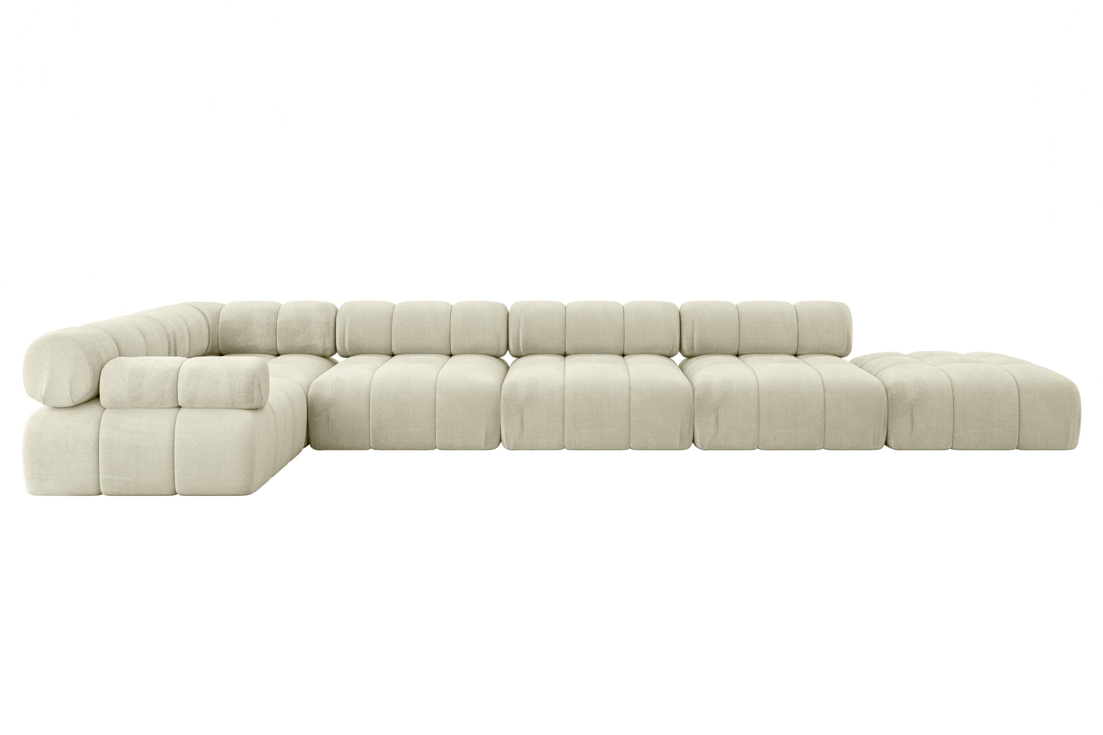 ECKSOFA modulares Sofa Felto-L3 - 475x190x70 cm Beige Velours - Beige, Holzwerkstoff/Textil (475/190cm) - ALTDECOR
