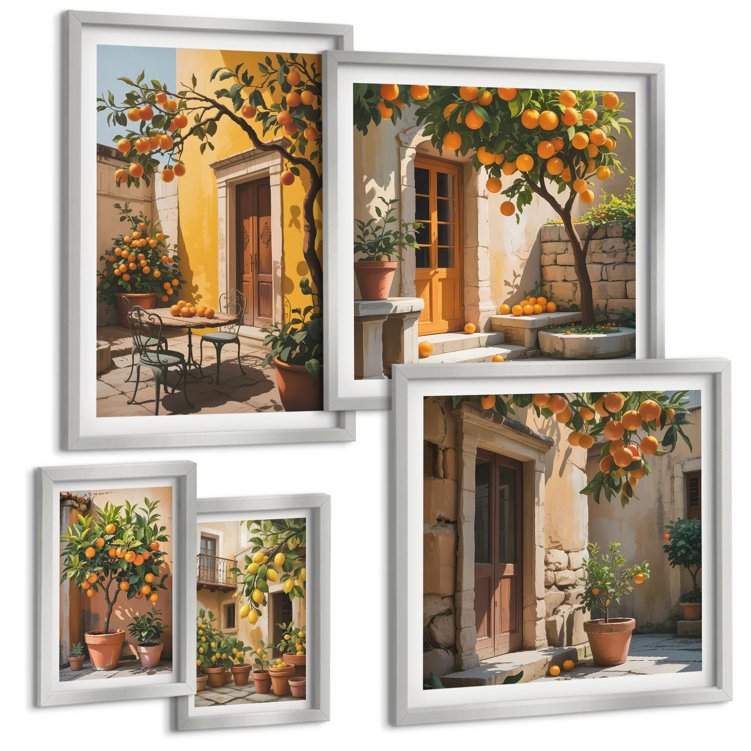 BILDER SET 5er Set - 50x50 cm & 20x30 cm & 40x60 cm Silberner Rahmen - Waldnebelporträt einer Frau - Silberfarben, Kunststoff (40/60cm) - TULUP