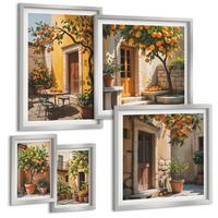 BILDER SET 5er Set - 50x50 cm & 20x30 cm & 40x60 cm Silberner Rahmen - Waldnebelporträt einer Frau - Silberfarben, Kunststoff (40/60cm) - TULUP