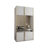 SCHWEBETÜRENSCHRANK 245,5/130/64 2-türig - Goldfarben/Weiß, Holz/Metall (130/245/64cm) - Abiks Möbel