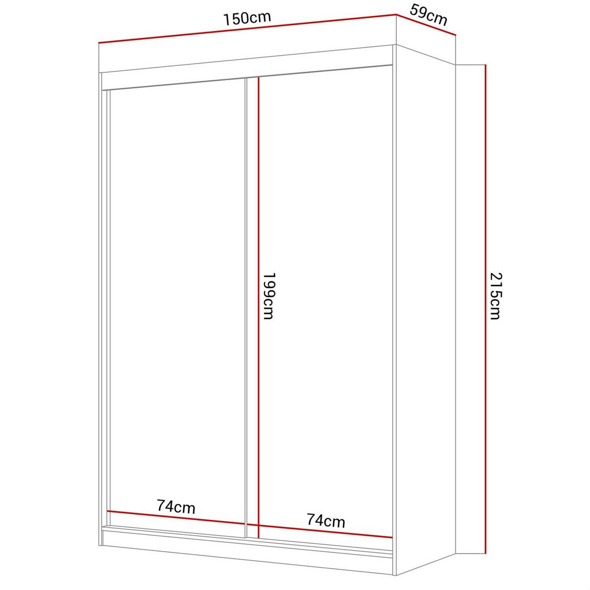 KLEIDERSCHRANK CAMARO 150 cm Schwarz - Schwarz, Holzwerkstoff (150/215/59cm) - Lookway