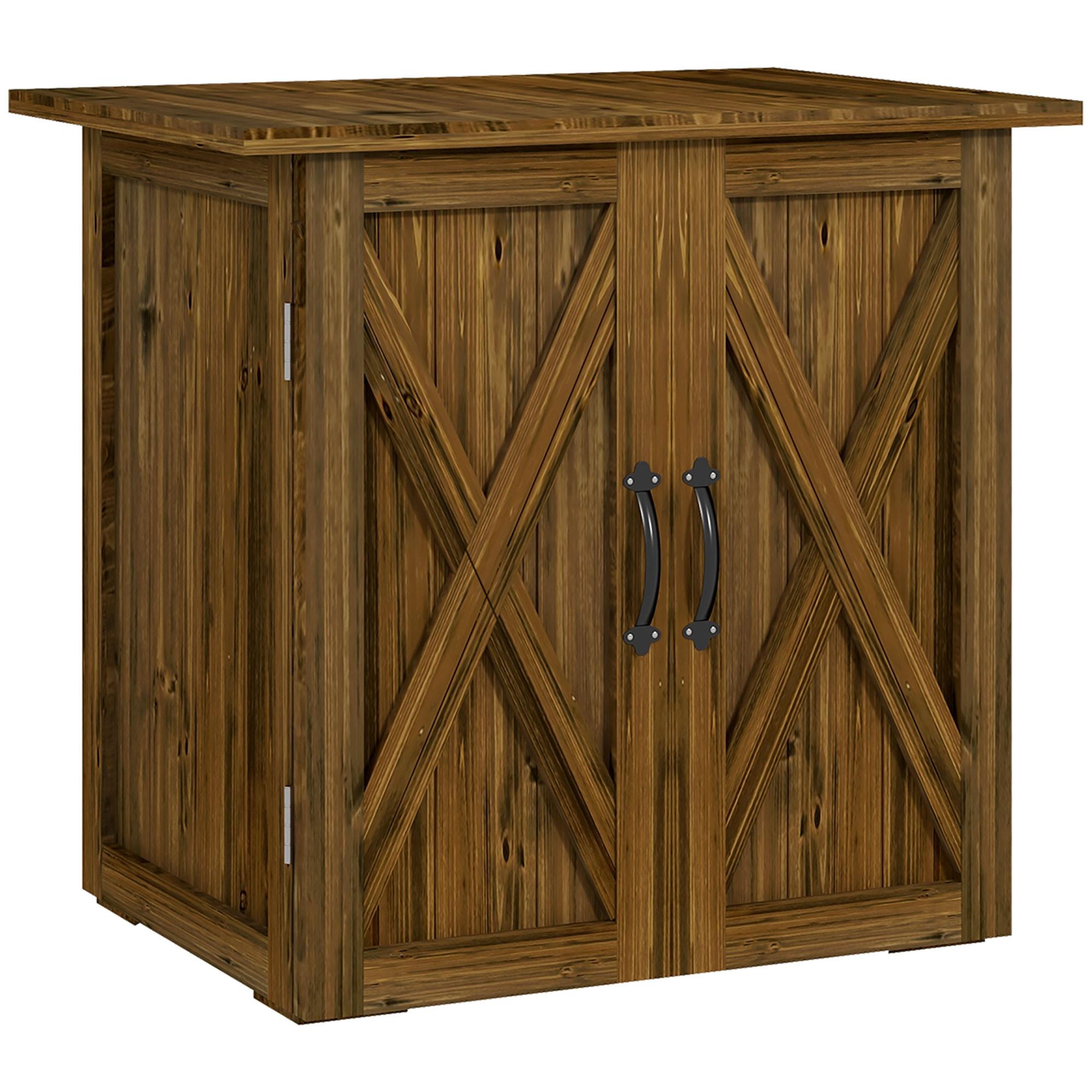 GARTENSCHUPPEN, Holz-Geräteschrank, Wetterfest, Doppeltür, für Garten, Balkon, Braun - Braun, Holz (55/72/77cm) - Outsunny