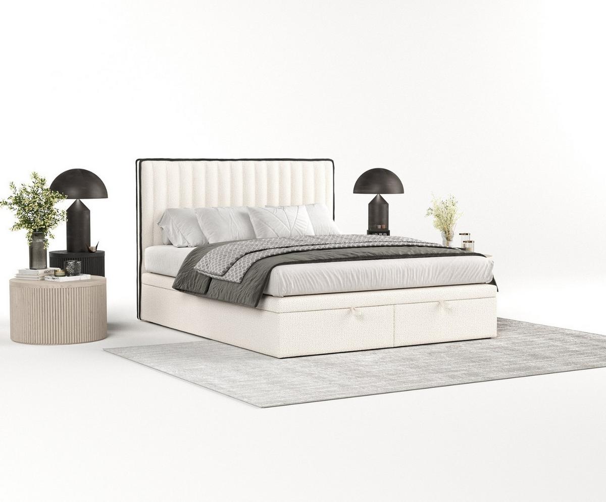 POLSTERBETT Keva mit Stauraum 120/200 cm Creme im Alta Stoff - Creme/Schwarz, Holz/Holzwerkstoff (120/200cm) - AltaBeds