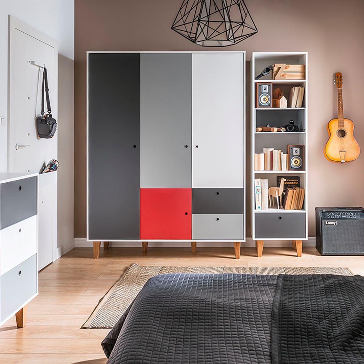 SCHRANK 3 Türen rot - Rot, Holzwerkstoff (153/201.5/55cm) - Petits-meubles