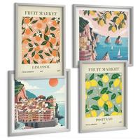 BILDER SET 4er Set - 50x50 cm & 40x60 cm Silberner Rahmen - Zitrusfrüchte der italienischen Tropen - Silberfarben, Kunststoff (50/50cm) - TULUP