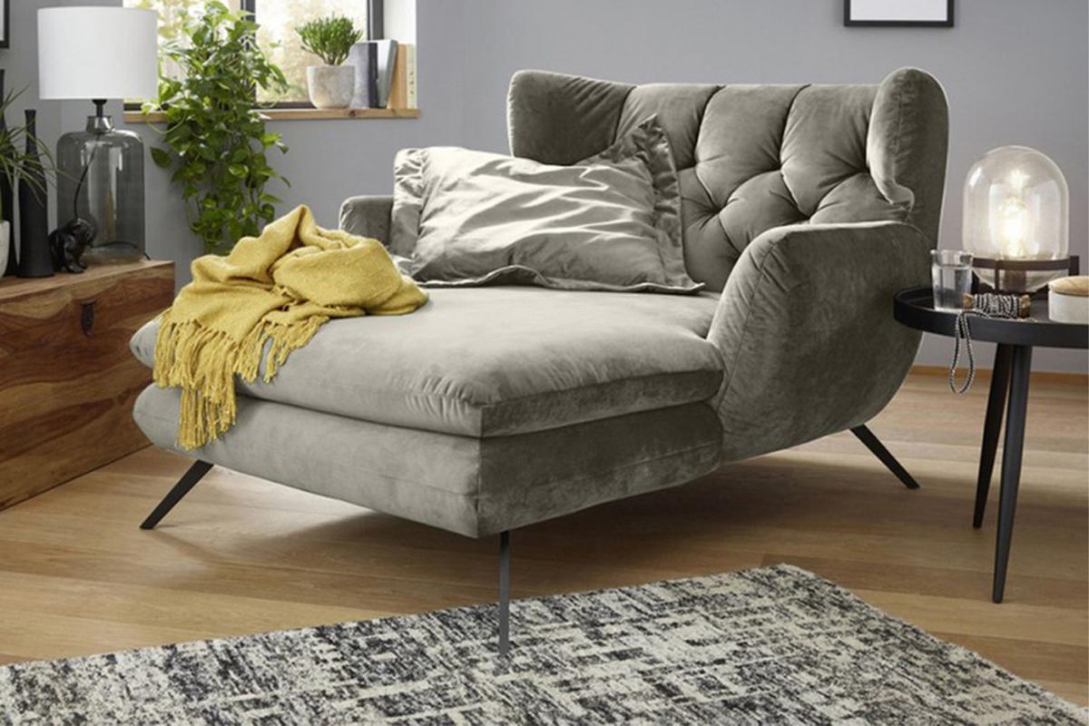 LONGSEAT CHAMRE Silber Velvet - Silberfarben/Schwarz, Textil/Metall (130/95/160cm) - KAWOLA