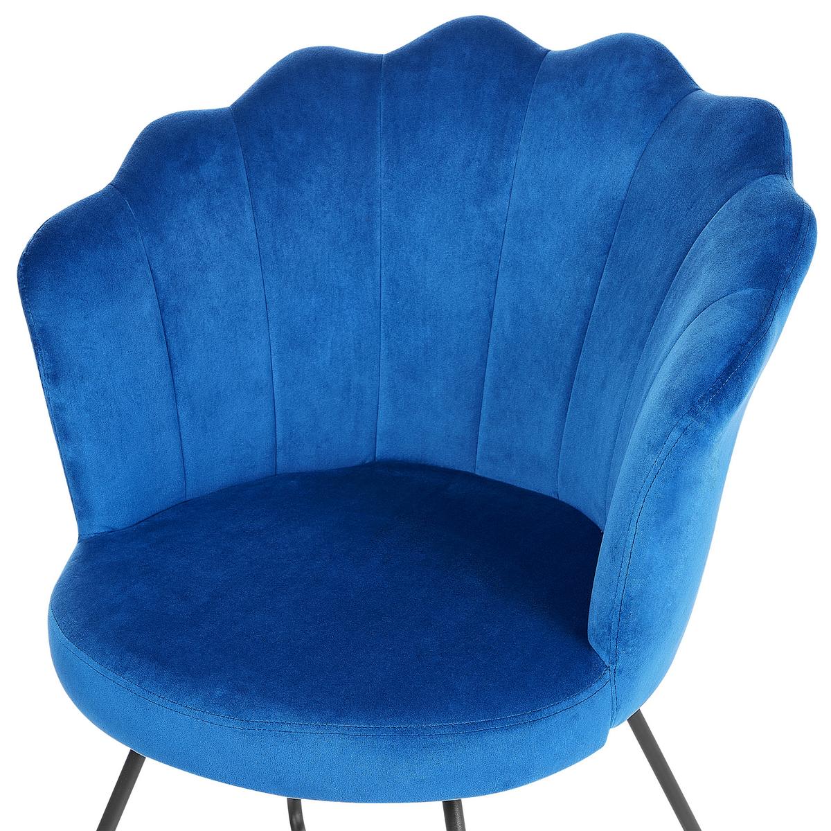 SESSEL Samtstoff Blau Lovelock - Blau, Textil/Metall (67/86/70cm) - Beliani
