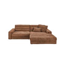 ECKSOFA LANA SOFA Braun Cord - Schwarz/Braun, Textil (296/205cm) - KAWOLA