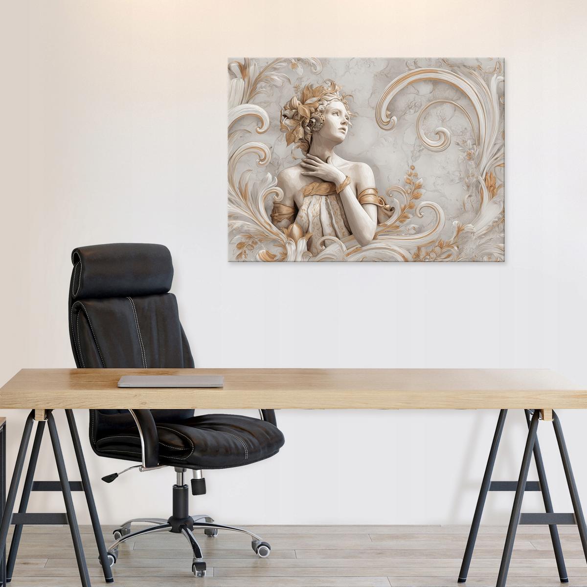 LEINWANDBILD Frau Marmor Beige 100x70 cm - Multicolor, Holzwerkstoff (100/70cm) - Wallarena