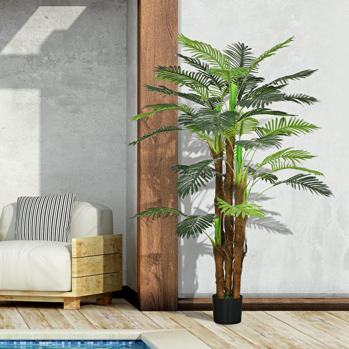 KÜNSTLICHE Pflanzen, Kunst Palme, 160 cm Kunstpflanze mit 36 Zweige Grün - Grün, Kunststoff (160cm) - HOMCOM