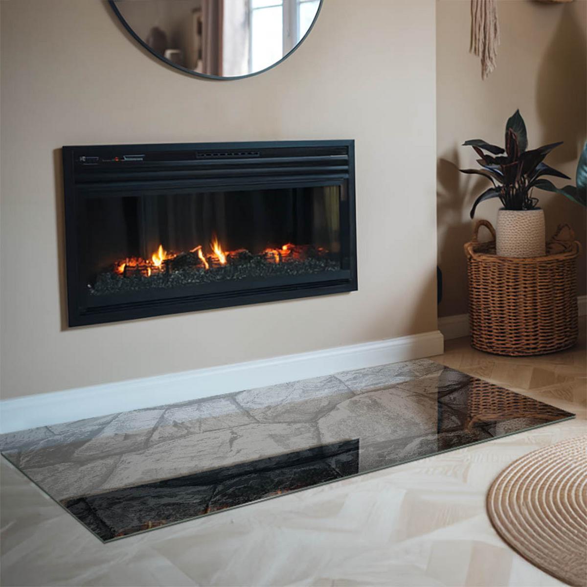 GLASPLATTE für Kamin 140x70 cm - Grau, Glas (140/70/0.4cm) - TULUP