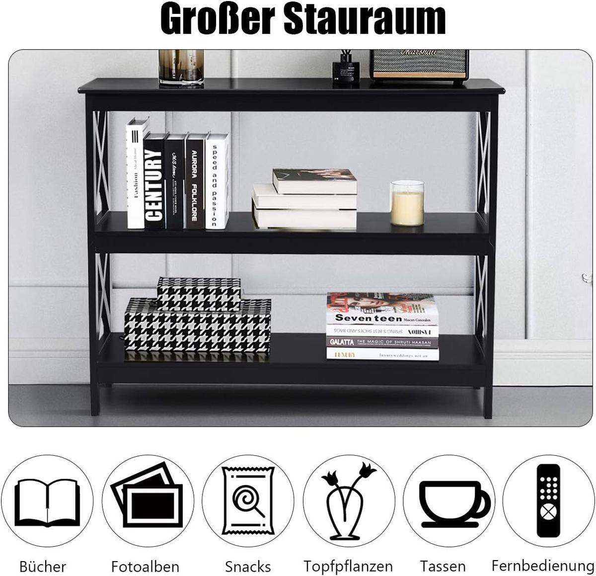KONSOLENTISCH 80cm Schwarz - Schwarz, Holz (30/100/80cm) - COSTWAY