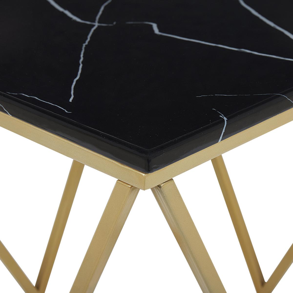 BEISTELLTISCH schwarz/gold Marmor Optik quadratisch 50/50 cm Malibu - Goldfarben/Schwarz, Holzwerkstoff (50/50/50cm) - Beliani