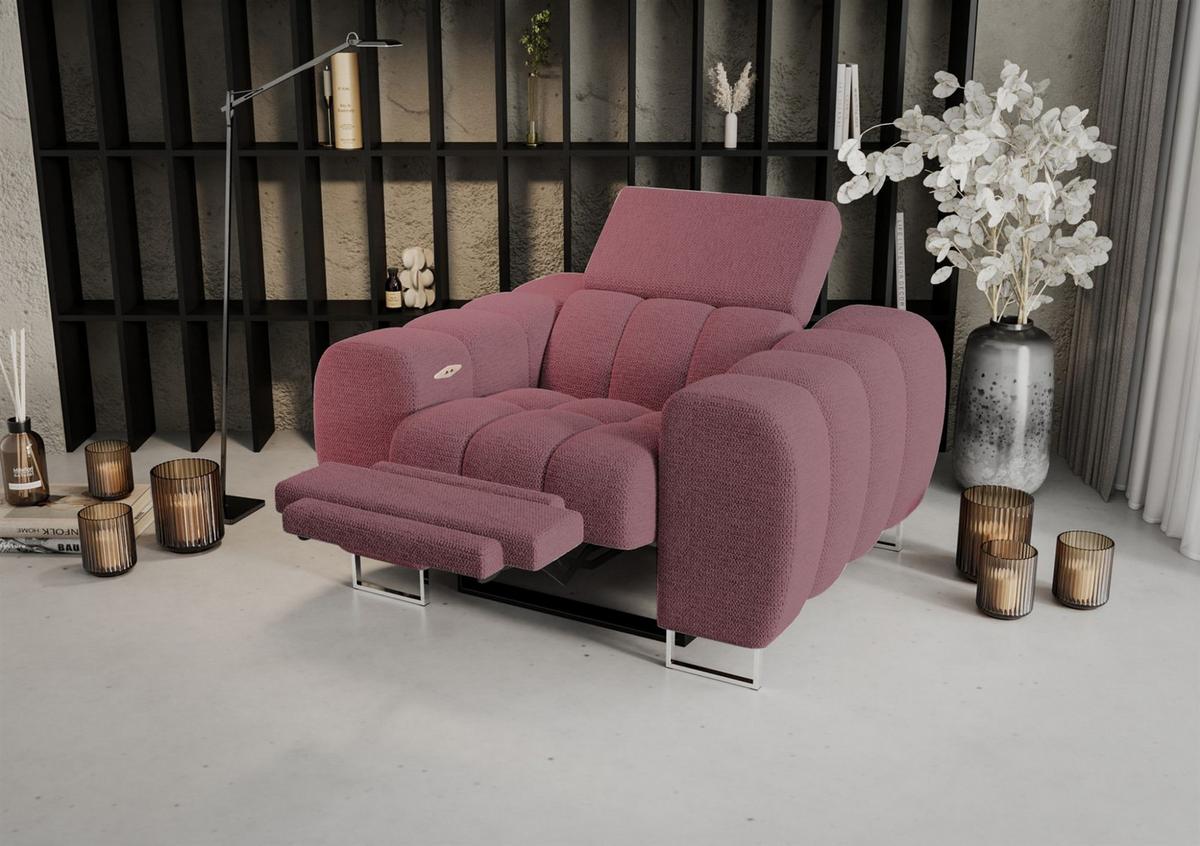 SESSEL Bastien Relax In Stoff Aragon - Rot, Holzwerkstoff/Textil (125/95/97cm) - Fun Möbel