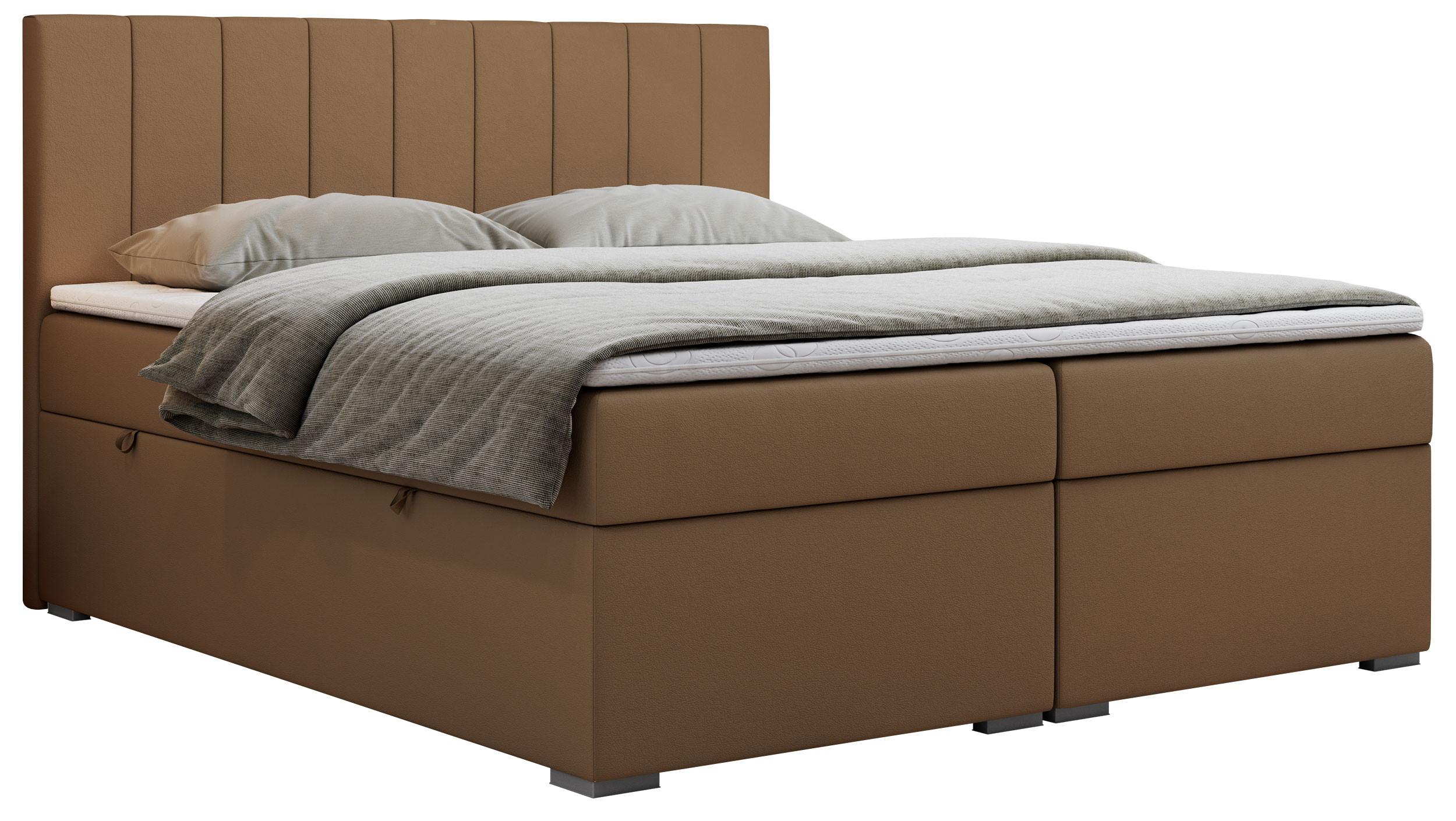 BOXBETT LOPE 120/200 - Braun Kunstleder - H4 - Braun, Holz/Textil (120/200cm)