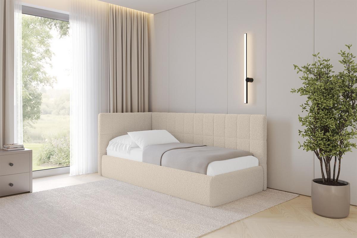 EINZELLBETT Jugendbett mit Bettkasten und Matratze H3/H4, Rechts - TULY 100x200 Dunkelbeige - Taupe, Holzwerkstoff/Textil (100/200cm) - ALTDECOR