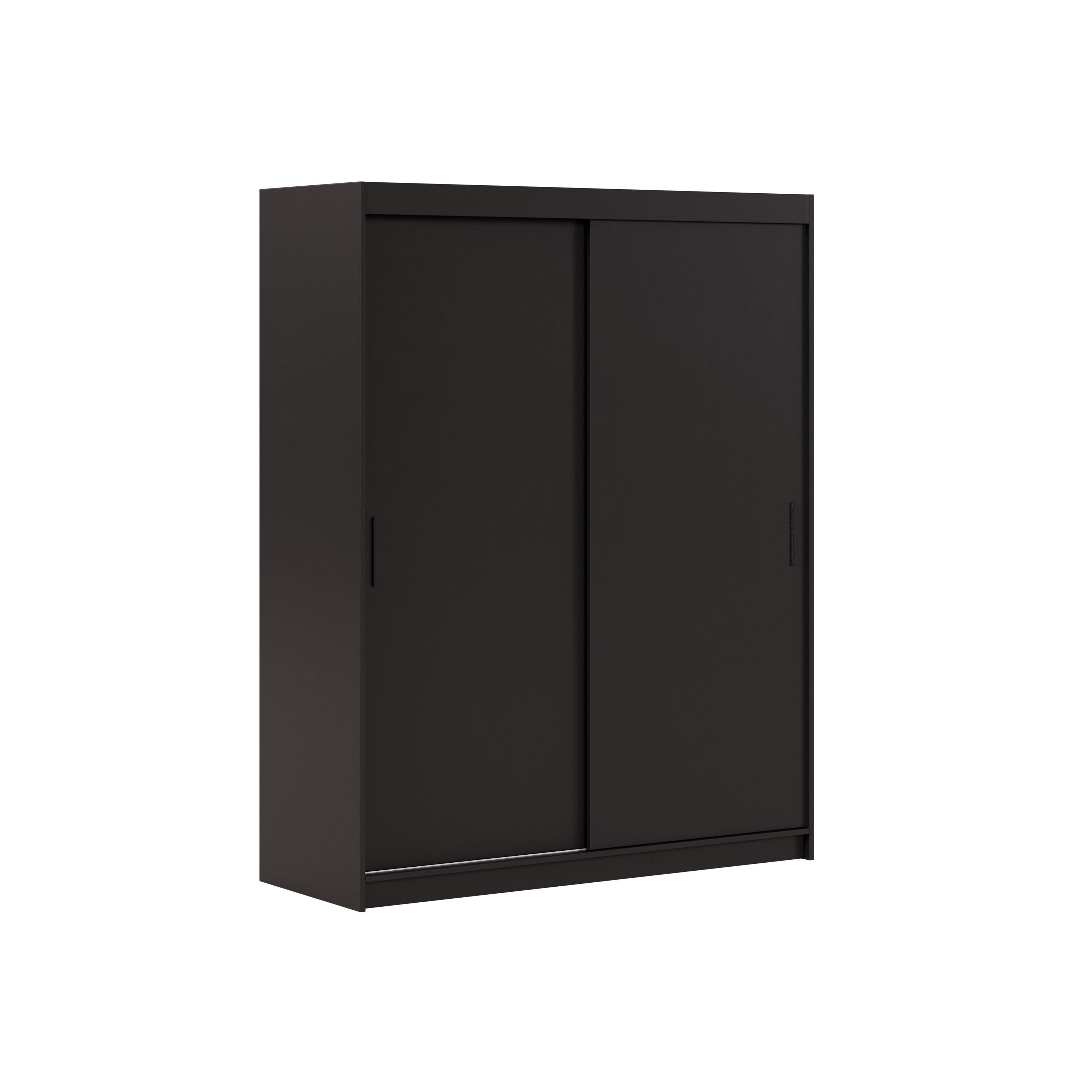 SCHWEBETÜRENSCHRANK TELA 160/205/60cm 2-türig Schwarz - Schwarz, Holzwerkstoff (160/205/60cm) - MASSENO