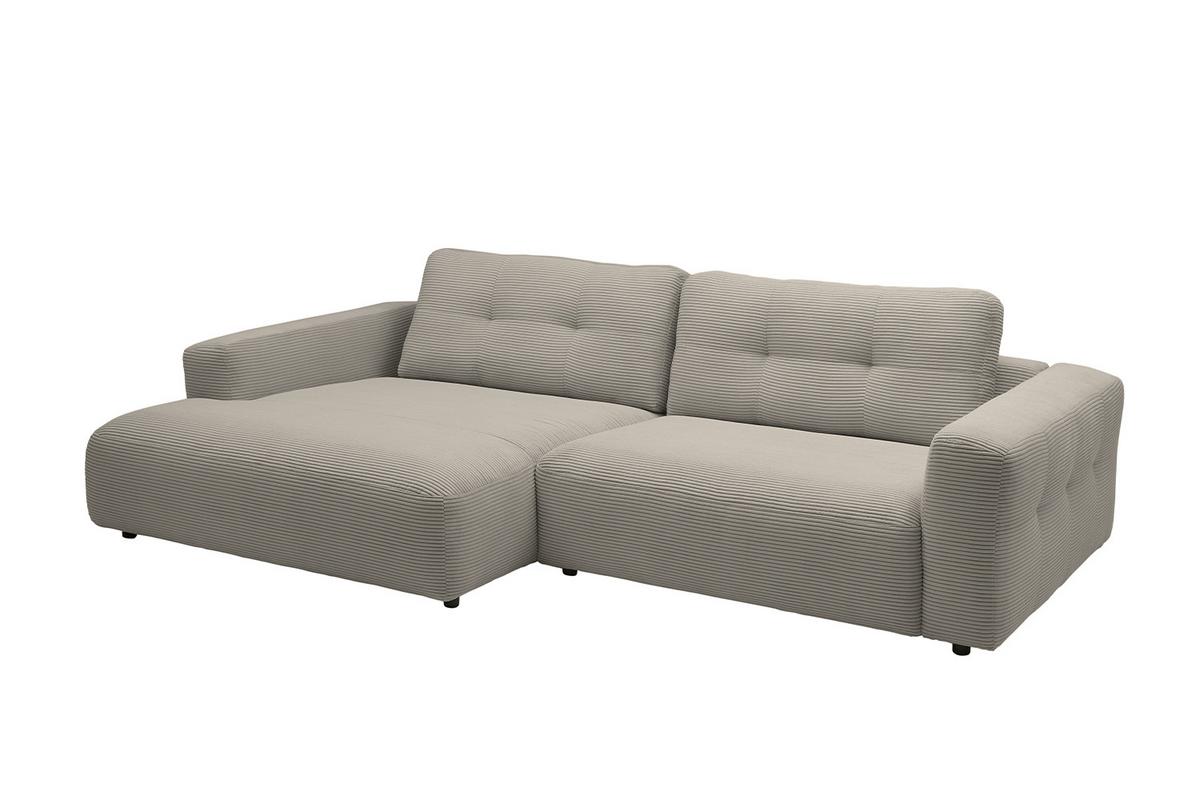 ECKSOFA MIKA Steingrau Cord - Schwarz/Grau, Kunststoff/Textil (276/167cm) - KAWOLA