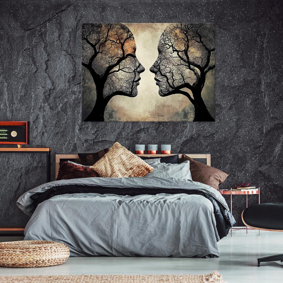 LEINWANDBILD Abstrakt Frau Baum Beige Modern 60x40 - Multicolor, Holzwerkstoff (60/40cm) - Wallarena