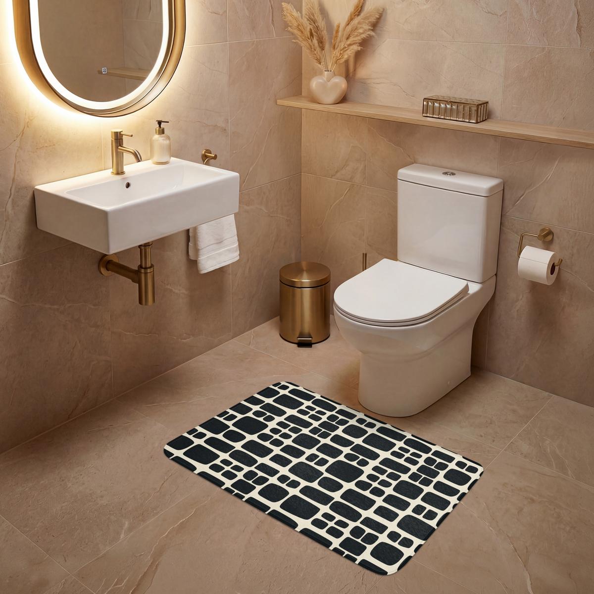 WC-VORLEGER Modern - Bio - Schwarz Toilettenteppich 80x50 cm - Anthrazit, Textil (80/1cm) - OnlyWow