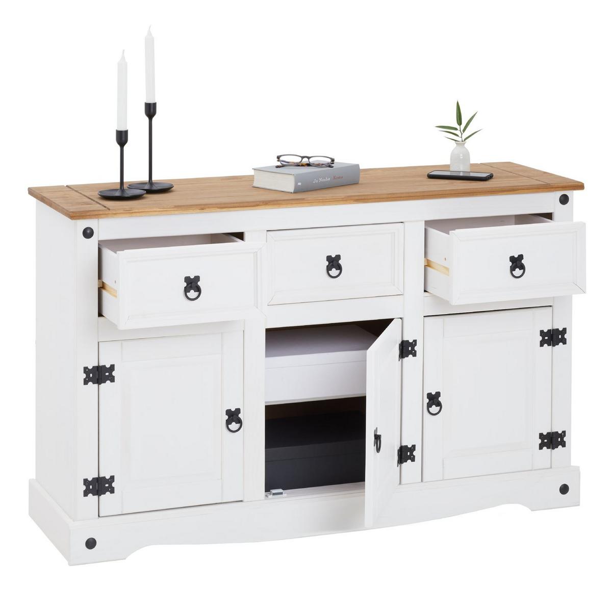 SIDEBOARD CAMPO weiß/braun - Weiß/Braun, Holz (125/76/40cm) - CARO-Möbel