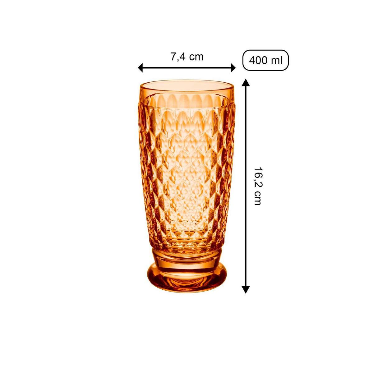 LONGDRINKGLÄSER Boston Coloured Apricot 400 ml 4er Set - Orange, Glas (0.4L) - Villeroy & Boch